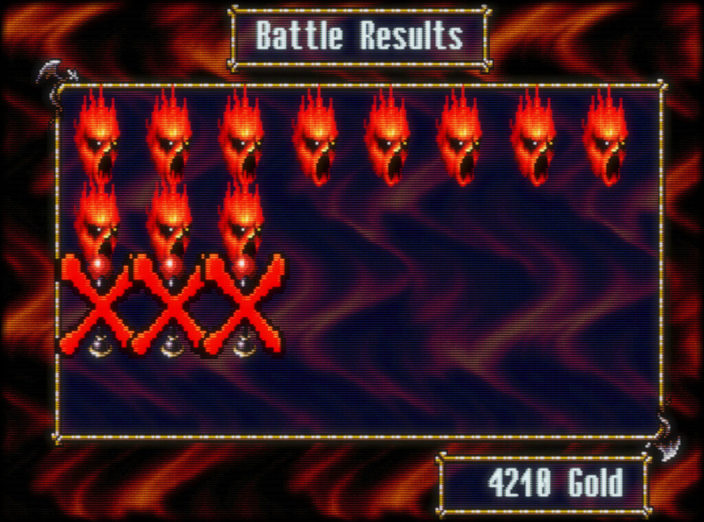 Vandal hearts battle results screen after winning